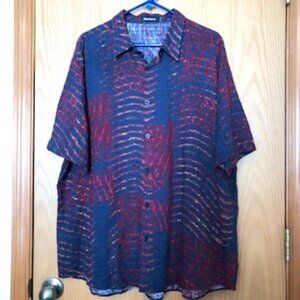 NWOT Vat Pave Cotton Rayon Shirt Blue Burgundy Stripe XXL Extra Large